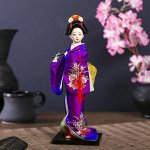 Кукла коллекционная &quot;Японка в фиолетовом кимоно с флейтой&quot; 25х9,5х9,5 см