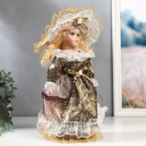 Кукла коллекционная керамика "Маленькая мисс в карамельном платье" 30 см