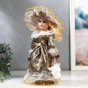Кукла коллекционная керамика "Маленькая мисс в карамельном платье" 30 см
