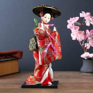 Кукла коллекционная &quot;Японка с цветочной ветвью и в шляпе&quot; 30 см