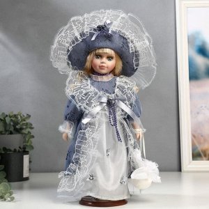 Кукла коллекционная керамика "Маленькая мисс в голубом платье" 30 см