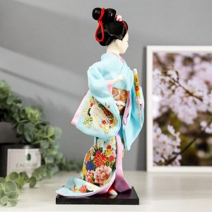 Кукла коллекционная "Японка в голубом кимоно с зонтом" 30х12,5х12,5 см