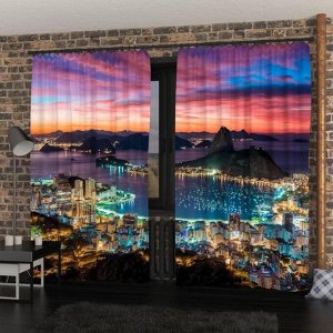Фотошторы «Закат в Рио-де-Жанейро», размер 150х260 см, габардин