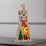 Фигура дерев. &quot;Ёлка Олень в шарфе&quot;, 29х13х3 см, AАA*2 (не в компл.), 5 LED, ТЁПЛОЕ БЕЛОЕ