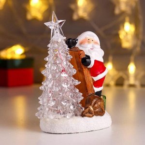 Сувенир керамика свет "Дед Мороз/Снеговик на лестнице у ёлочки" МИКС 15х7,2х10,5 см