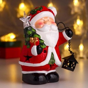 Сувенир керамика свет "Дед Мороз/Снеговик с фонариком и ёлочкой" МИКС 16х9х12,8 см
