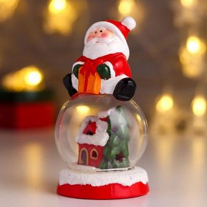 Сувенир керамика свет "Дед Мороз/Снеговик на шаре - Домик в шаре" МИКС 14х8х8 см