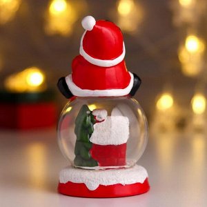 Сувенир керамика свет "Дед Мороз/Снеговик на шаре - Домик в шаре" МИКС 14х8х8 см