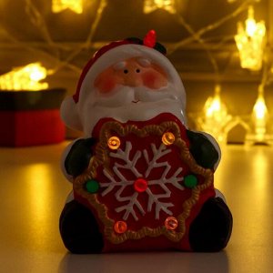 Сувенир керамика свет "Дед Мороз/Снеговик со снежинкой" МИКС 12х7,5х9,5 см