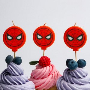 Свеча в торт набор &quot;С Днем Рождения&quot; 5 шт., Человек-паук