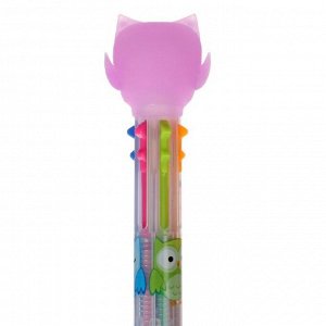 Ручка шариковая автоматическая 6-ти цветная "Сова сиреневая"