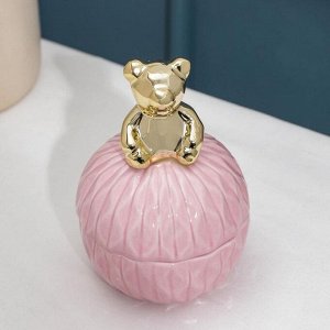 Банка для сыпучих продуктов  «Золотой мишка», 130 мл, цвет розовый