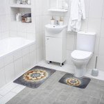 Набор ковриков для ванны и туалета Доляна «Аура», 2 шт: 50x80, 50x40 см