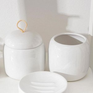 Набор аксессуаров для ванной комнаты Monro, 4 предмета (мыльница, дозатор для мыла 450 мл, стакан, баночка), цвет белый
