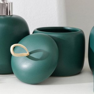 Набор аксессуаров для ванной комнаты Monro, 4 предмета (мыльница, дозатор для мыла 450 мл, стакан, баночка), цвет зелёный