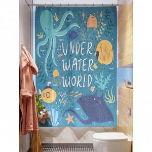 Штора для ванной «Подводный мир», размер 180х200 см