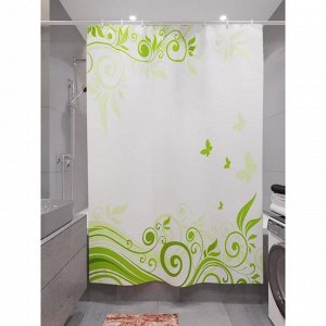 Штора для ванной «Цветочный зеленый фон», размер 180х200 см
