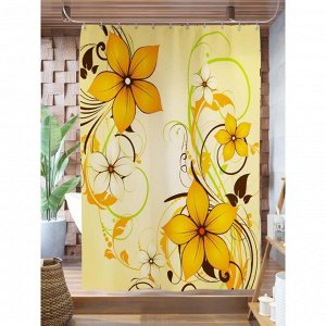 Штора для ванной «Желтые цветы», размер 180х200 см