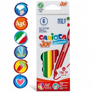 Фломастеры 6 цветов Carioca "Joy" 2.6 мм, смываемые, картон, европодвес
