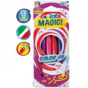 Фломастер 6 цветов Carioca "Magic Color Up" +2 перекрашивающие, 6.0 мм, утолщенная линия, картон, европодвес