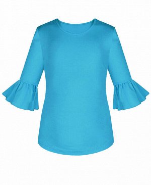 Джемпер (блузка) с воланами для девочки Цвет: бирюзовый