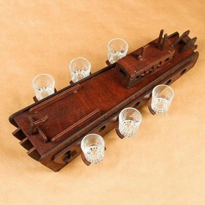 Мини-бар деревянный "Корабль", тёмный, 50 см