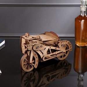 Мини-бар деревянный "Мотоцикл с коляской", 26х12х6 см, светлый