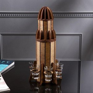 Мини-бар деревянный "Ракета", 30х12х8 см, светлый