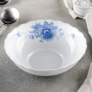 Тарелка суповая Доляна «Синий бриз», d=18 см, цвет белый