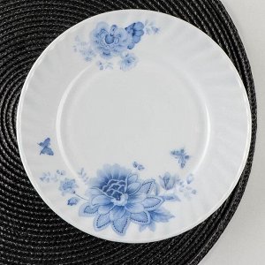 Тарелка десертная Доляна «Синий бриз», d=20 см, цвет белый