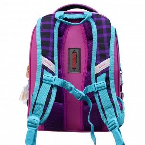 Рюкзак каркасный Across, 39 х 29 х 17 см, наполнение: мешок,пенал,брелок, "Бабочки", фиолетовый/розовый/чёрный/белый