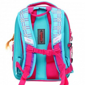 Рюкзак каркасный Across, 39 х 29 х 17 см, наполнение: мешок,пенал,брелок, "Сова", голубой/розовый