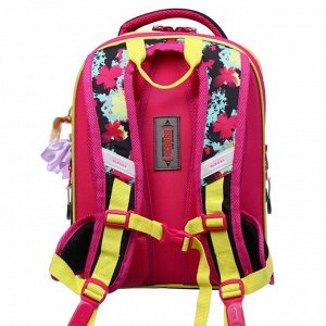 Рюкзак каркасный Across, 39 х 29 х 17 см, наполнение: мешок,пенал,брелок, "Киса", розовый/жёлтый/белый/чёрный
