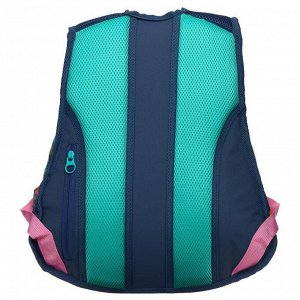 Рюкзак молодежный Across Merlin, эргономичная спинка, 43 х 29 х 15 см, синий/чёрный/розовый