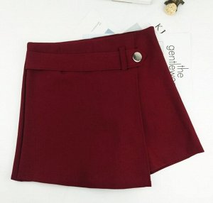 Женская юбка-шорты , застежка кнопка, цвет бордовый