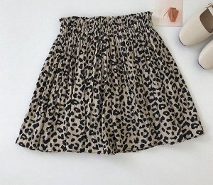 Женская юбка-солнце, принт "Леопард", цвет коричневый/черный