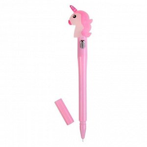 Ручка гелевая прикол с лампочкой "Единорог", розовая