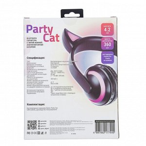 Наушники Qumo Party Cat, беспроводные, накладные, микрофон, BT v 5,0, 360 мАч, чёрные