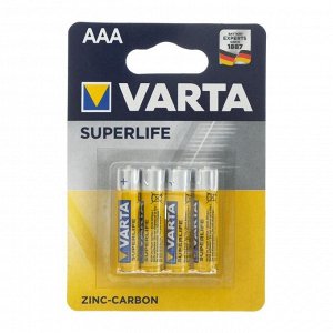 Батарейка солевая Varta SuperLife, AAA, R03-4BL, 1.5 В, блистер, 4 шт.