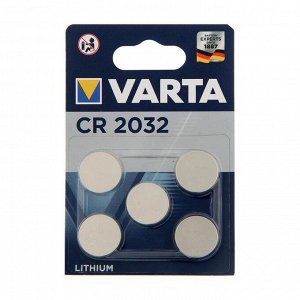 Батарейка литиевая Varta, CR2032-5BL, 3В, блистер, 5 шт.