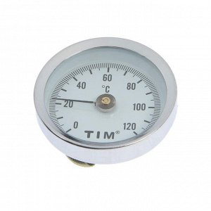 Термометр TIM Y-63A-120, накладной, с пружиной, 1/4", корпус d=63 мм, 0?-120?