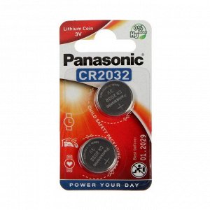 Батарейка литиевая Panasonic Lithium Power, CR2032-2BL, 3В, блистер, 2 шт