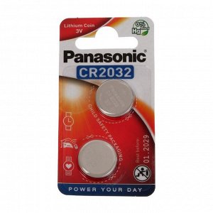 Батарейка литиевая Panasonic Lithium Power, CR2032-2BL, 3В, блистер, 2 шт