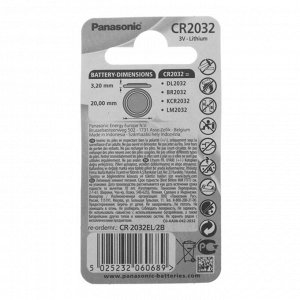 Батарейка литиевая Panasonic Lithium Power, CR2032-2BL, 3В, блистер, 2 шт