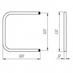 Полотенцесушитель водяной ТЕРА, П-образный, 500х500 мм, D=32 мм