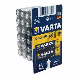 Батарейка алкалиновая Varta LongLife, AA, LR6-24BOX, 1.5В, бокс, 24 шт.