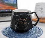 Кружка, принт &quot;Мрамор&quot;, цвет черный