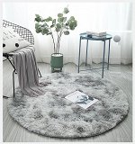 Мохнатый круглый коврик, цвет серый, 120см