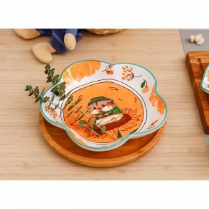 Блюдо керамическое «Бурундук», d=19,5 см, цвет оранжевый