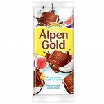 Шоколад Alpen Gold молочный c сушеным инжиром, кокосовой стружкой и соленым крекером, 85 г